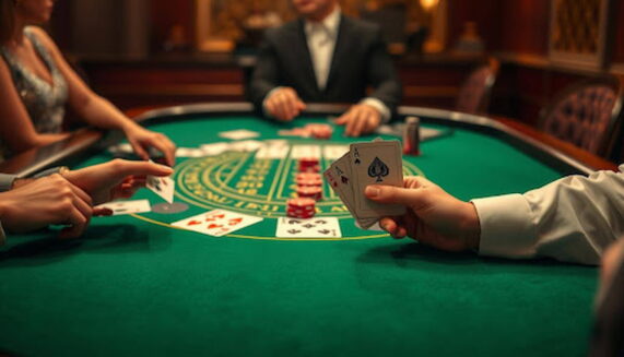 dealer showing cards on blackjack