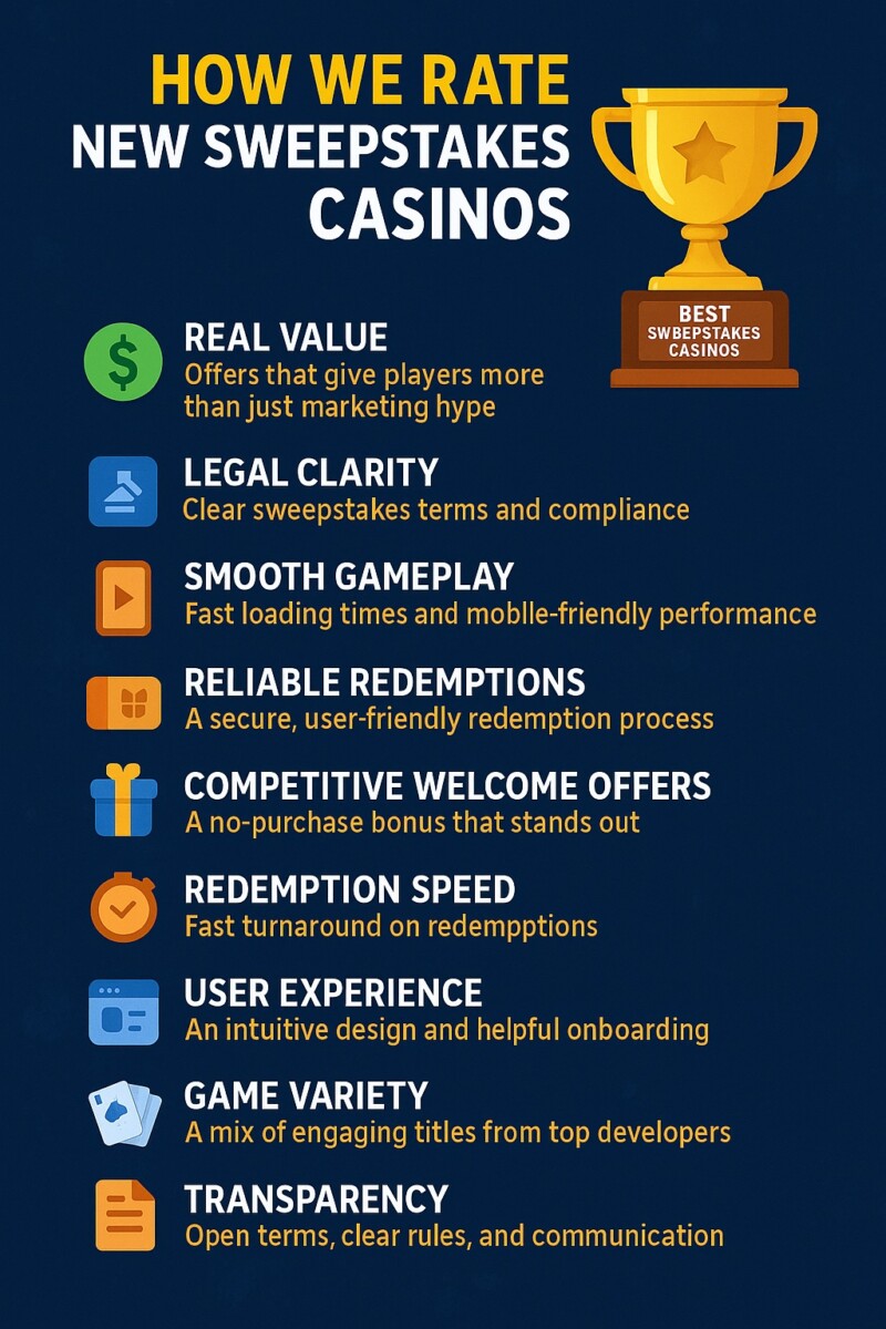 How We Rate New Sweepstakes Casinos