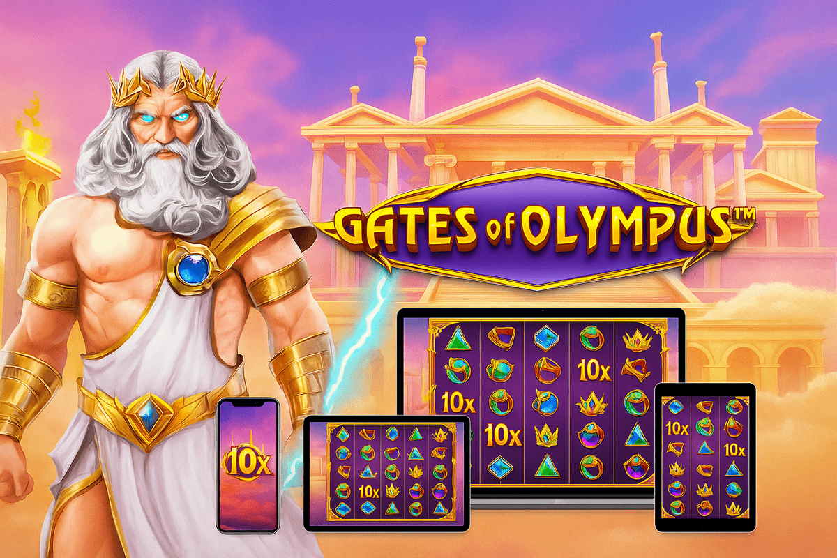 Gates of Olympus casino game shown on Desktop, Mobile and Tablet