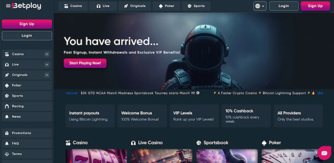 Betplay casino homepage